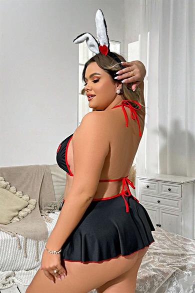 Bella Notte Black Heart Plus Size Skirt Set 17017