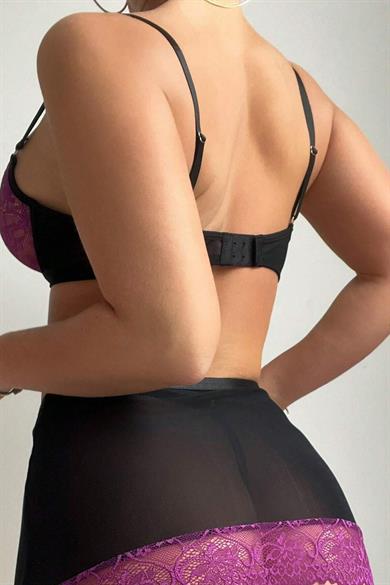 Bella Notte Black-Purple Very Chic Skirted Bra Set PR18510