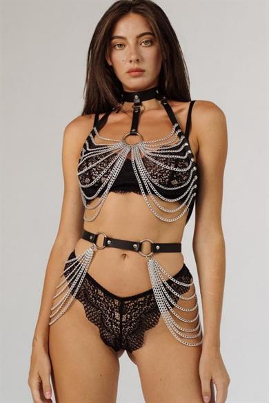 بيلا نوت طقم حزام سلسلة تكميلية سوداء GD-2075