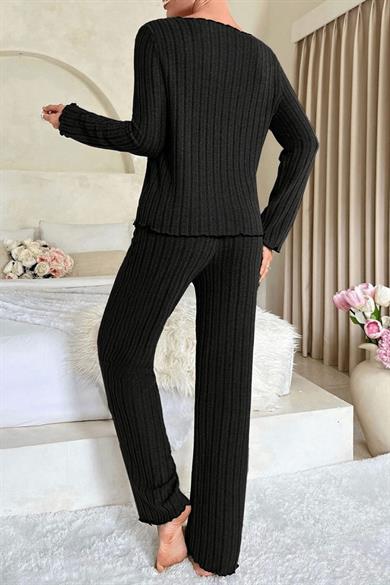 Bella Notte Siyah Uzun Kollu Mevsimlik Pijama Takımı 7127
