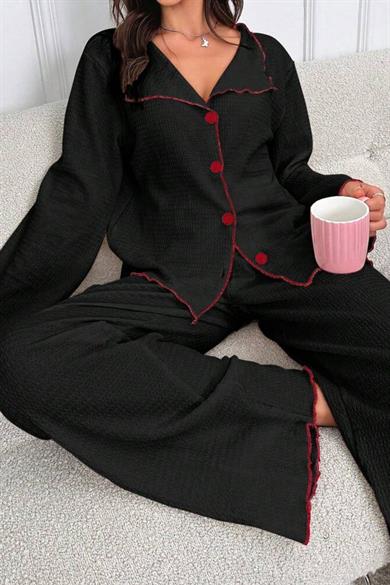 Bella Notte Siyah Uzun Kollu Pijama Takımı 7396
