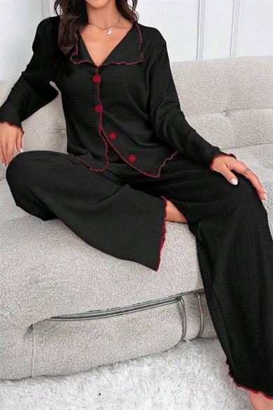 Bella Notte Siyah Uzun Kollu Pijama Takımı 7396