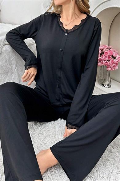 Bella Notte Siyah Uzun Kollu Pijama Takımı 7177