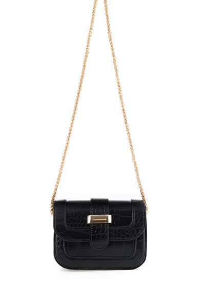 Bella Notte Siyah Uzun Zincirli Mini Omuz Çantası 5004