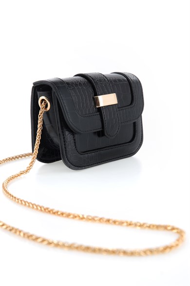 Bella Notte Siyah Uzun Zincirli Mini Omuz Çantası 5004