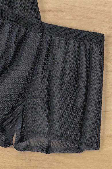 Bella Notte Black Collar Detailed Bottom Top Shorts Pareo Set 7560