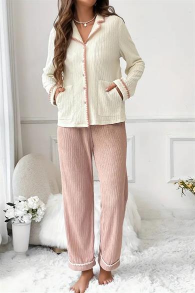 Bella Notte Toz Pembe Hoş Pijama Takımı 77157