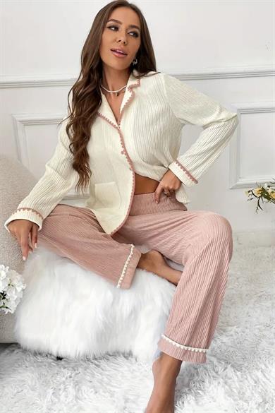 Bella Notte Toz Pembe Hoş Pijama Takımı 77157