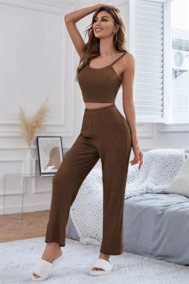 Bella Notte Viscose Brown 3 Pcs Trend Crop Set 7015