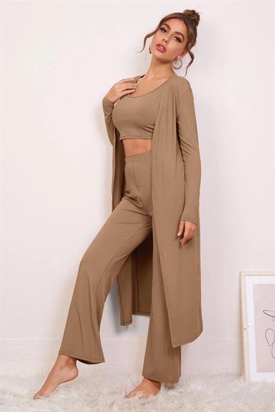 Bella Notte Viscose Pale Brown 3 pack Crop Set 7007