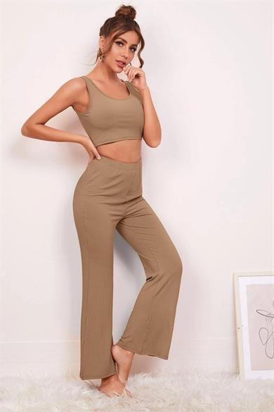 Bella Notte Viscose Pale Brown 3 pack Crop Set 7007