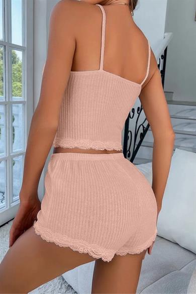 Bella Notte Viscose Kitten Lace Detailed Shorts Set 7510