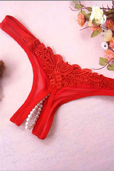 Bella Notte Red Very Sexy Pearl Detailed Fantasy Thong 18010