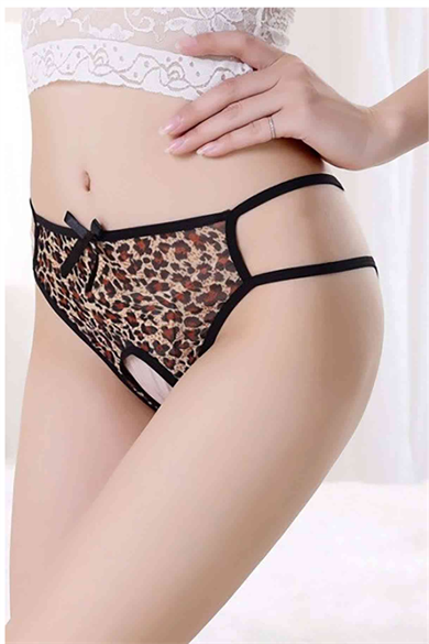 Bella Notte Leopard Patterned Very Sexy White Floc Panties 18025