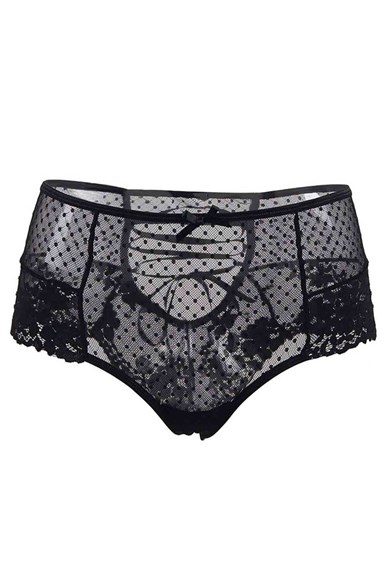 Bella Notte Black Lace Polka Dot Ribbon Fantasy Thong 18006