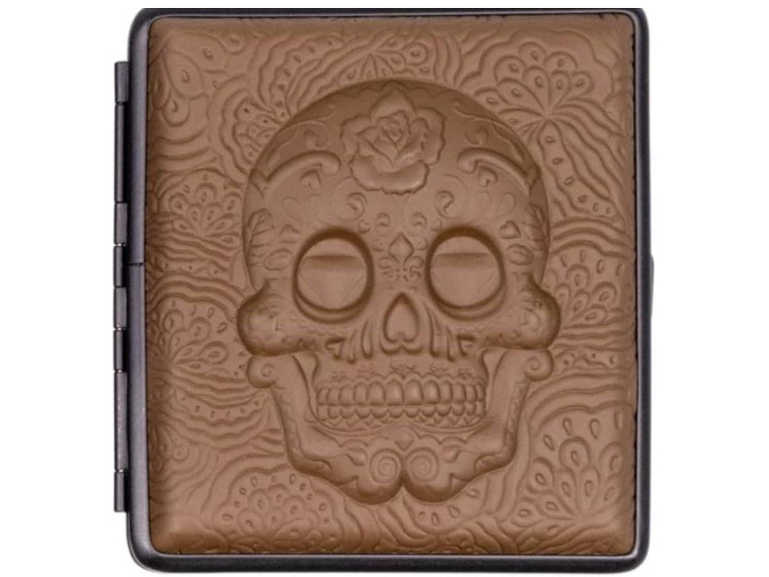 Atomic German 3D Deri Kısa Sigara Tabakası 18li Skull Brown