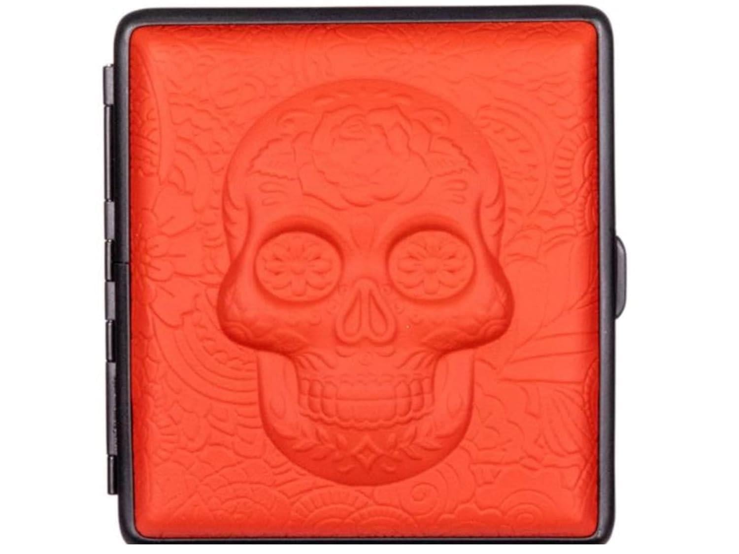 Atomic German 3D Deri Kısa Sigara Tabakası 18li Skull Red