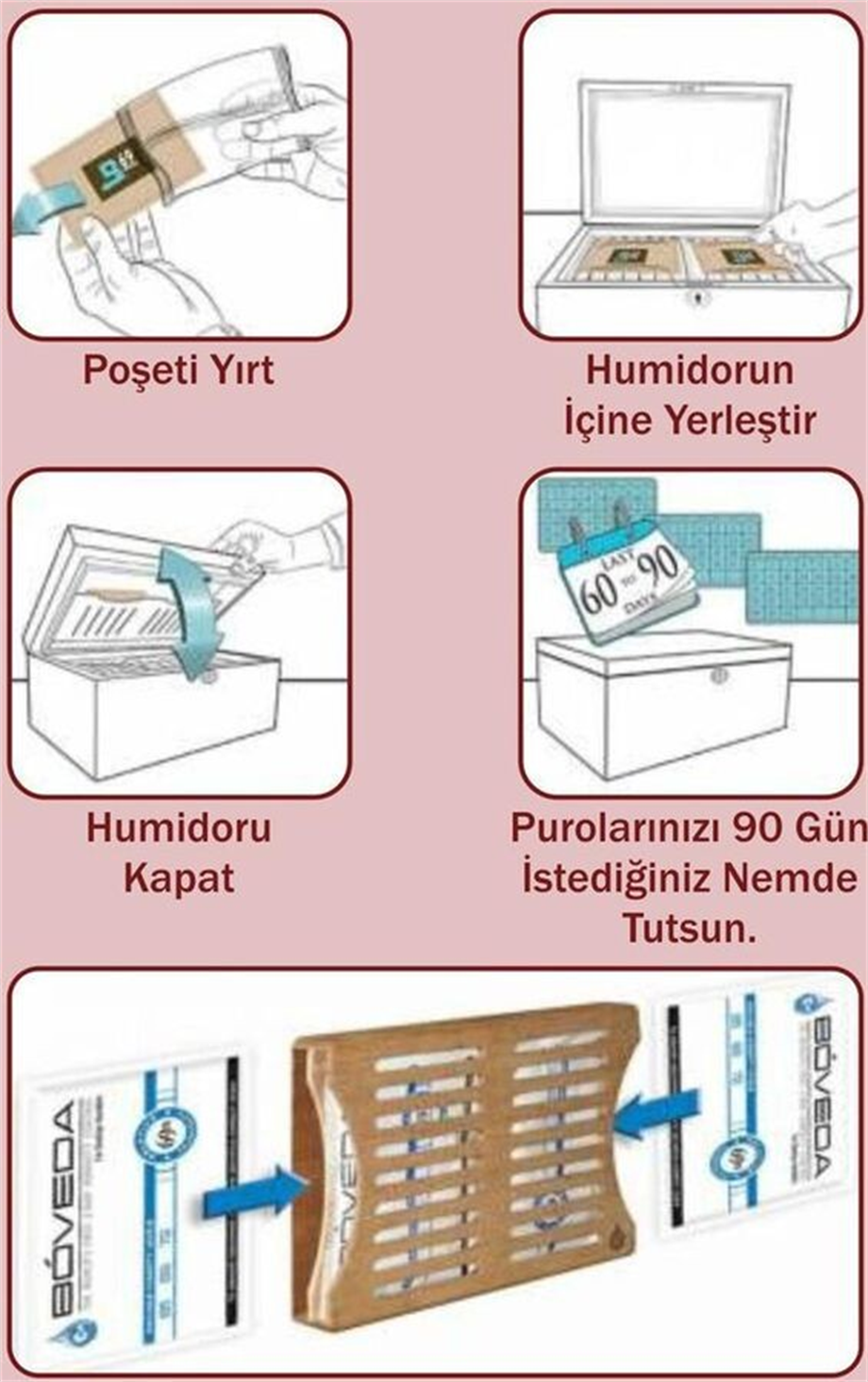 Boveda 72 60g Humidor Puro Kutusu Nemlendirici B72