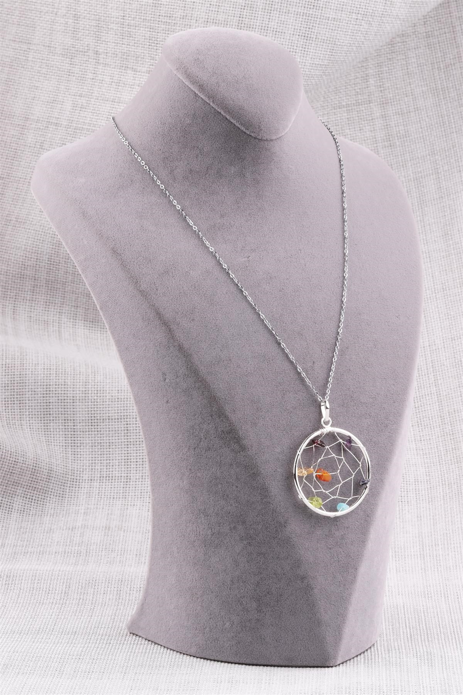 Çakra Doğal Taş Tel Sarmalı Kolye