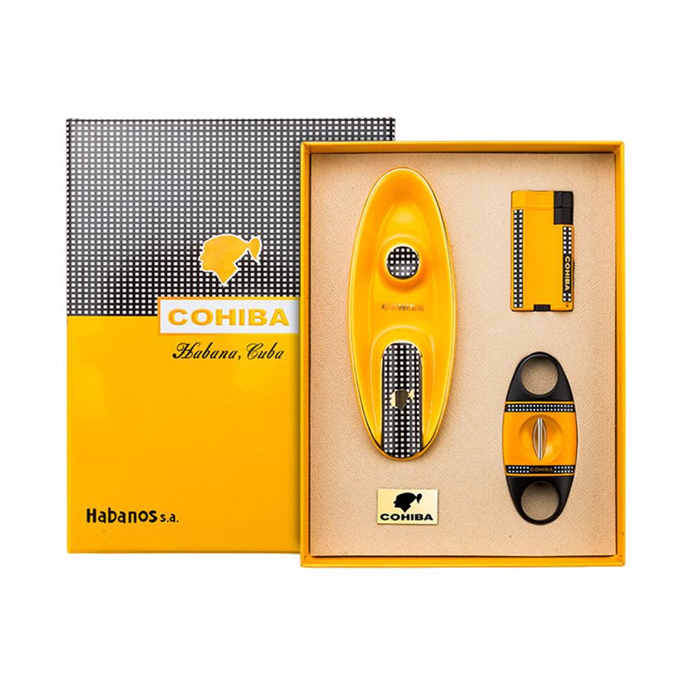 Cohiba Yeni Stil Üçlü Sarı-Siyah Puro Seti