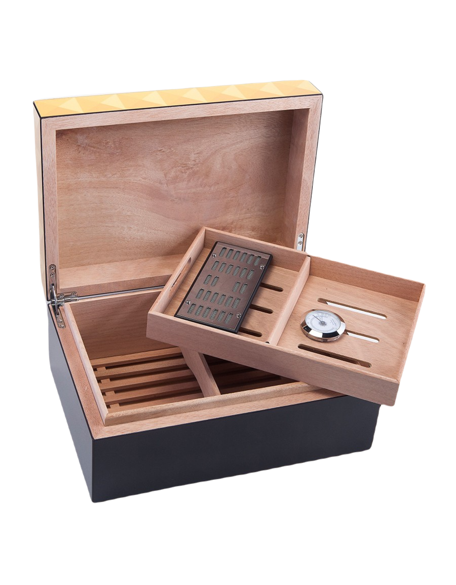 Hansotia Humidor Puro Kutusu Siyah Camlı