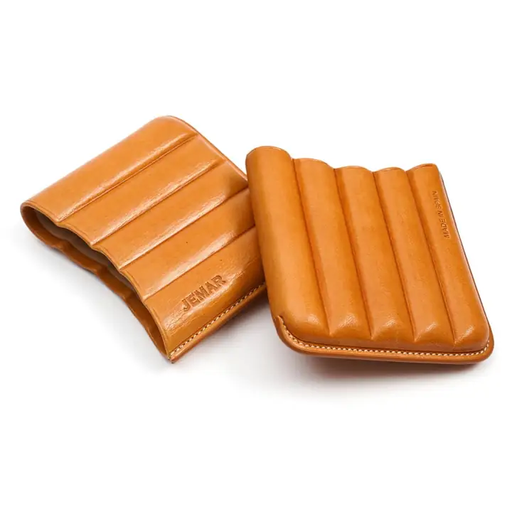 Jemar 5 Puro kapasiteli 36 ring Deri Puro Cigarillo Kılıfı Taba