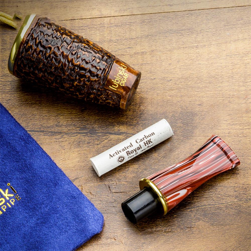 Lubinski 4 Boy Kullanım Briar Puro Ağızlığı 9mm Filtreli Long Carve (38-57 Ring)