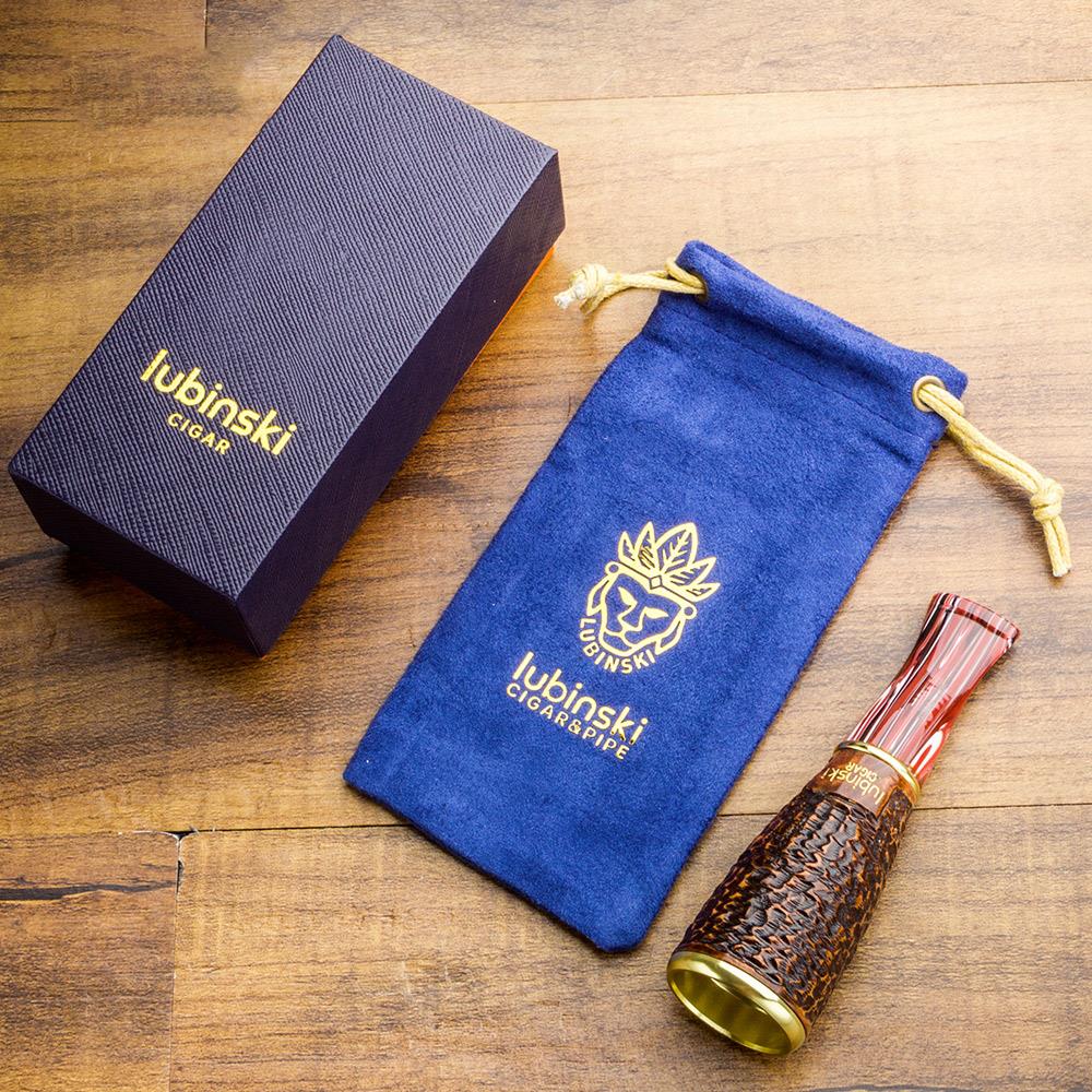 Lubinski 4 Boy Kullanım Briar Puro Ağızlığı 9mm Filtreli Long Carve (38-57 Ring)