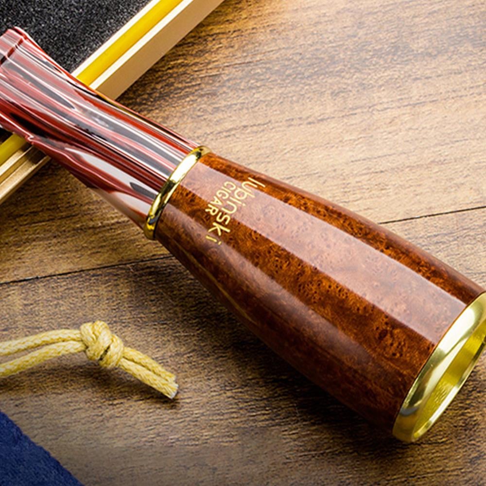 Lubinski 4 Boy Kullanım Briar Puro Ağızlığı 9mm Filtreli Long Smooth (38-57 Ring)