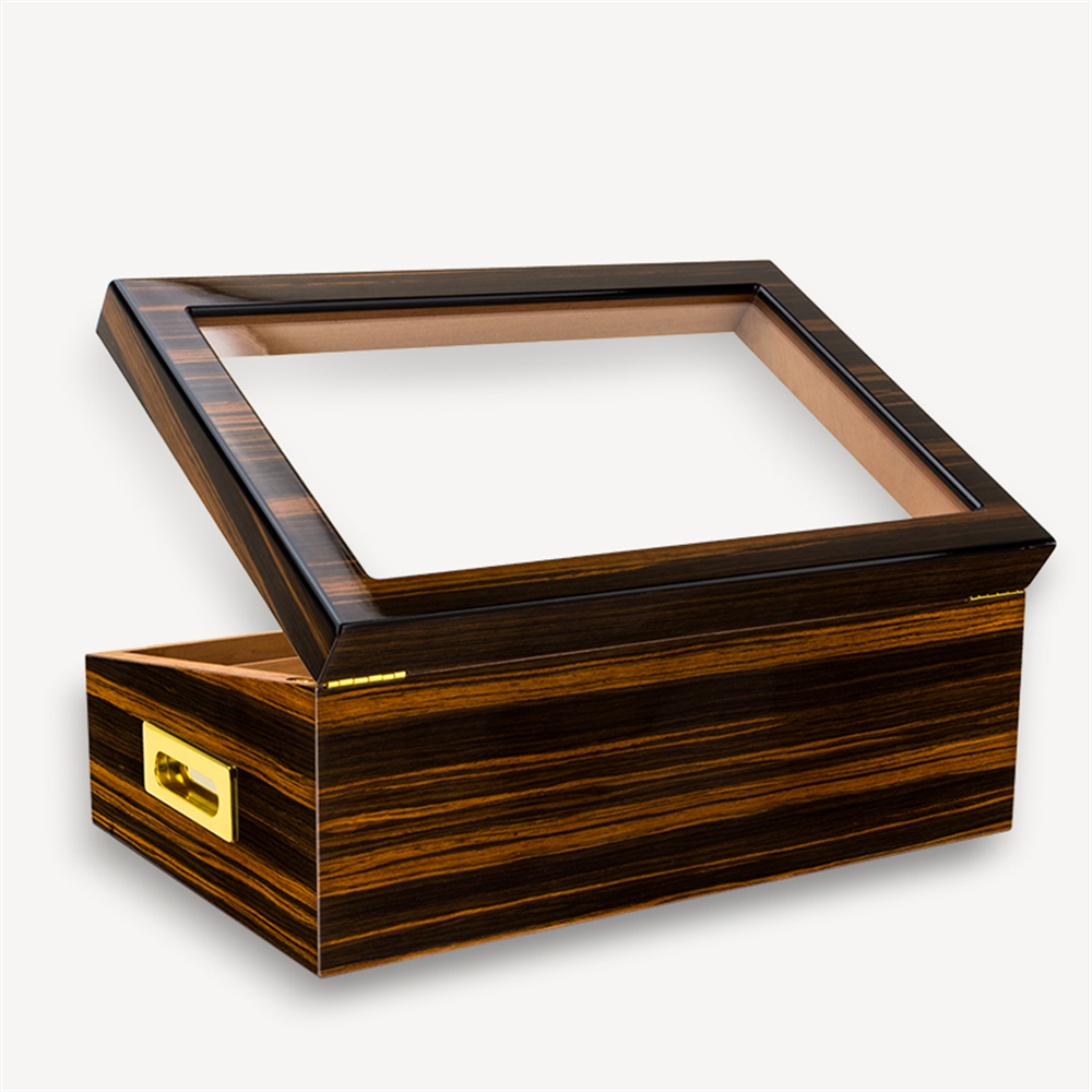 Lubinski Cedar Camlı Tepsili Puro Kutusu Humidor Kahve 100s