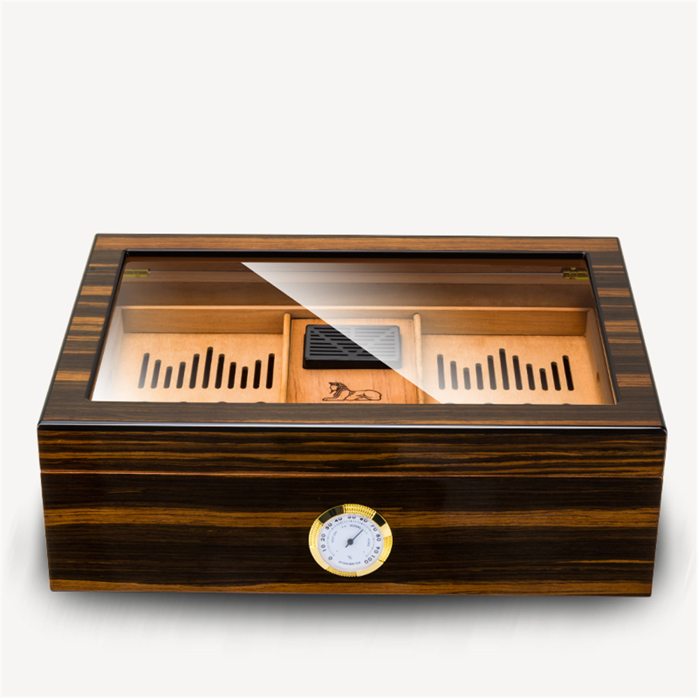 Lubinski Cedar Camlı Tepsili Puro Kutusu Humidor Kahve 100s