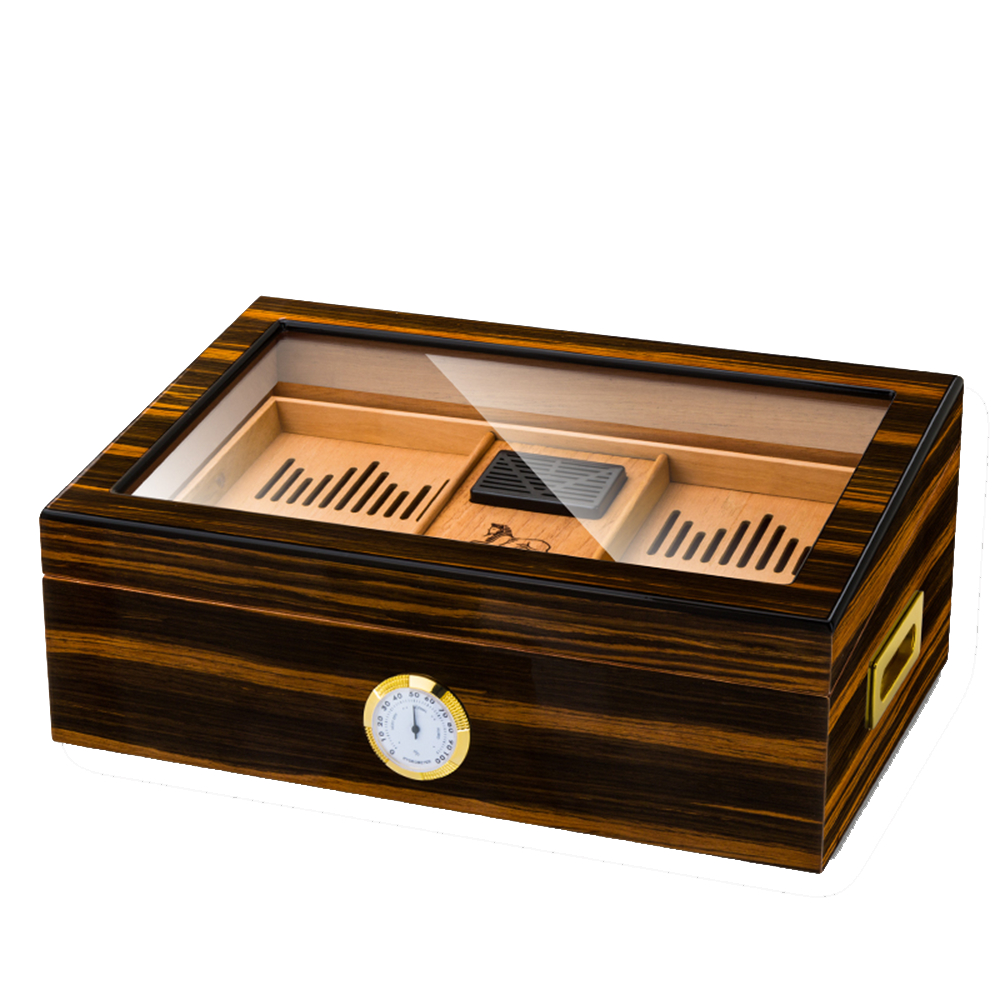 Lubinski Cedar Camlı Tepsili Puro Kutusu Humidor Kahve 100s