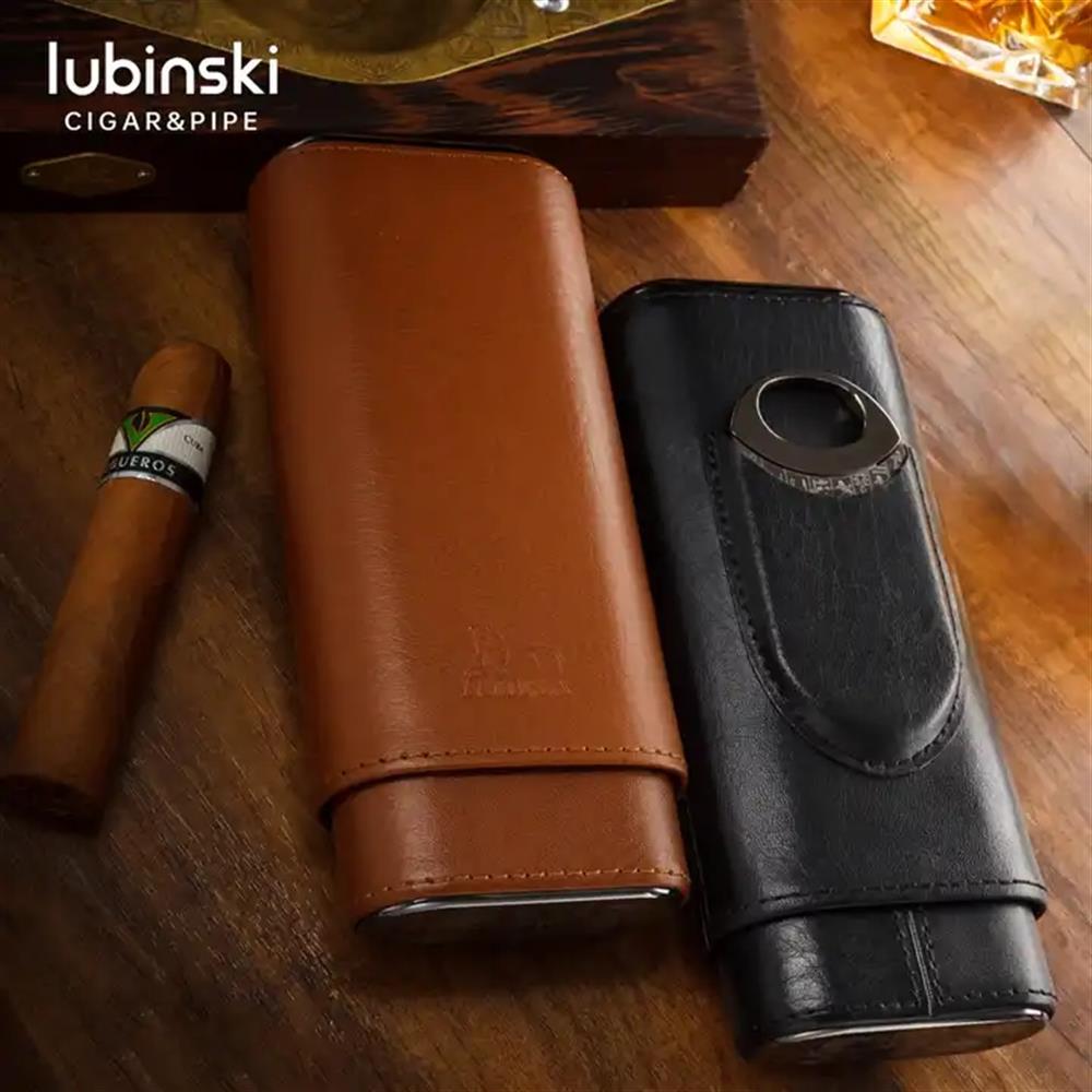 Lubinski Deri 3lü Puro Kılıfı Kesicili Kahve(60 Ring)