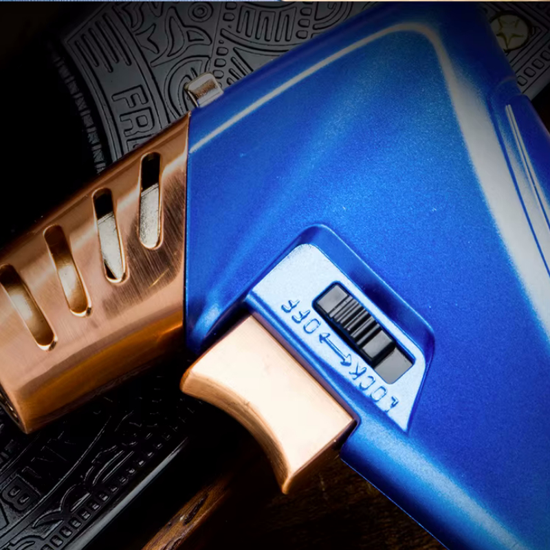 Lubinski New Design Çok Fonksiyonlu Tek Torch Büyük Masa Tipi Puro Çakmağı Blue Ice