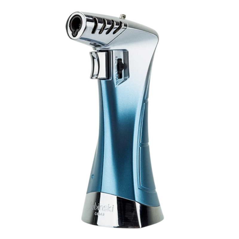 Lubinski New Design Çok Fonksiyonlu Tek Torch Büyük Masa Tipi Puro Çakmağı Blue Ice