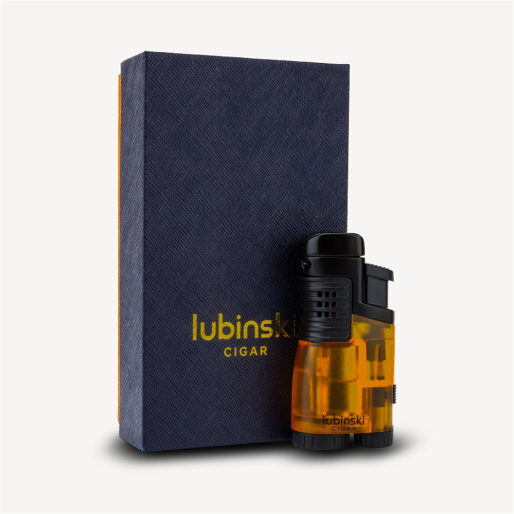 Lubinski Üç Torch Sehpalı Puro Çakmağı Turuncu
