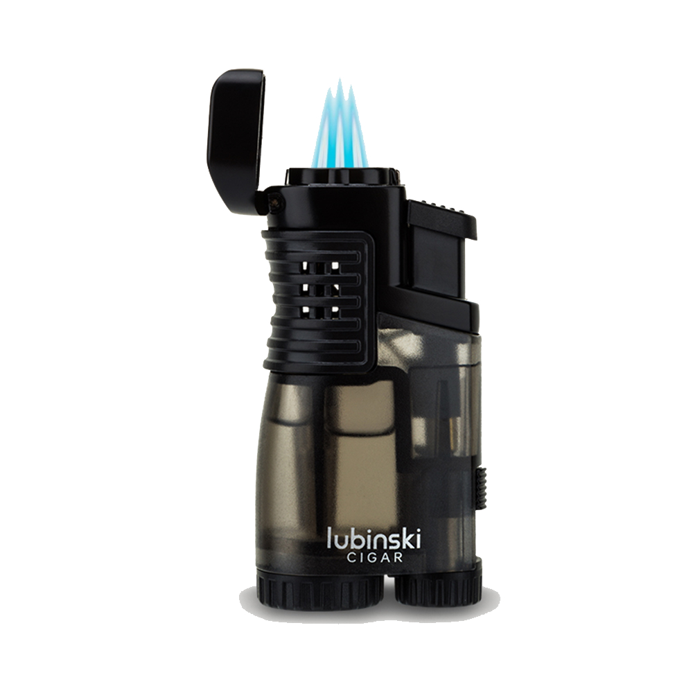 Lubinski Üç Torch Sehpalı Puro Çakmağı Siyah