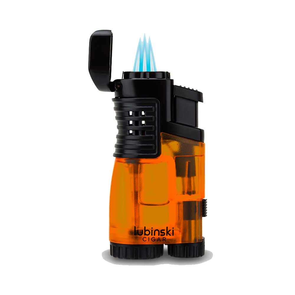 Lubinski Üç Torch Sehpalı Puro Çakmağı Turuncu