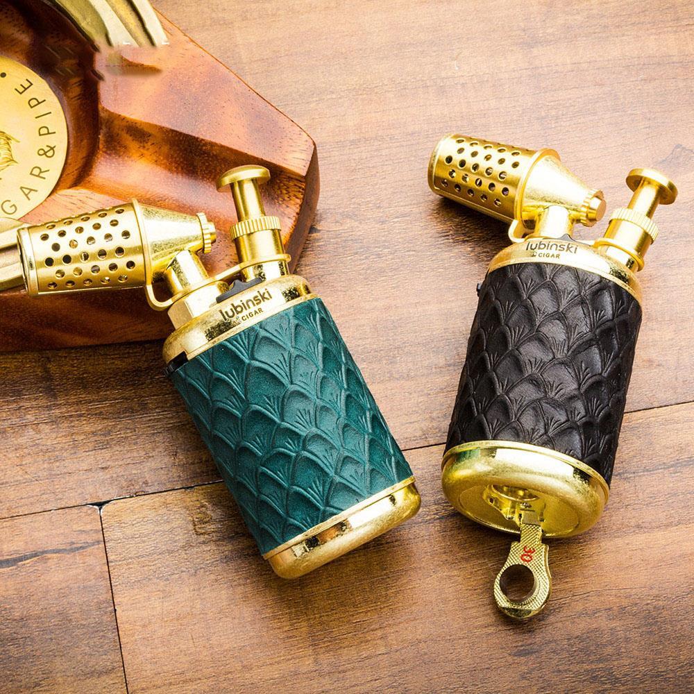 Lubinski Vintage Tek Torch Masa Tipi Puro Çakmağı Yeşil
