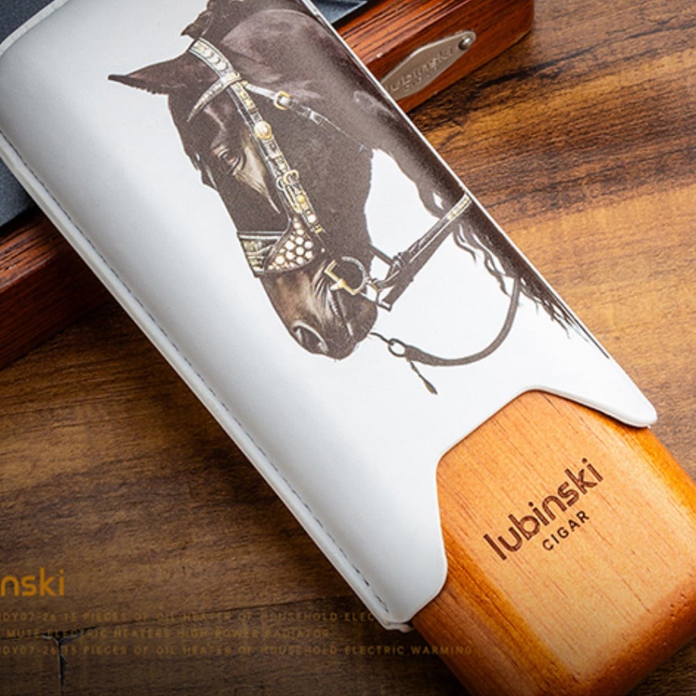 Lubinski Year Of Horse Deri İkili Sedirli Puro Kılıfı - Beyaz(62 Ring)