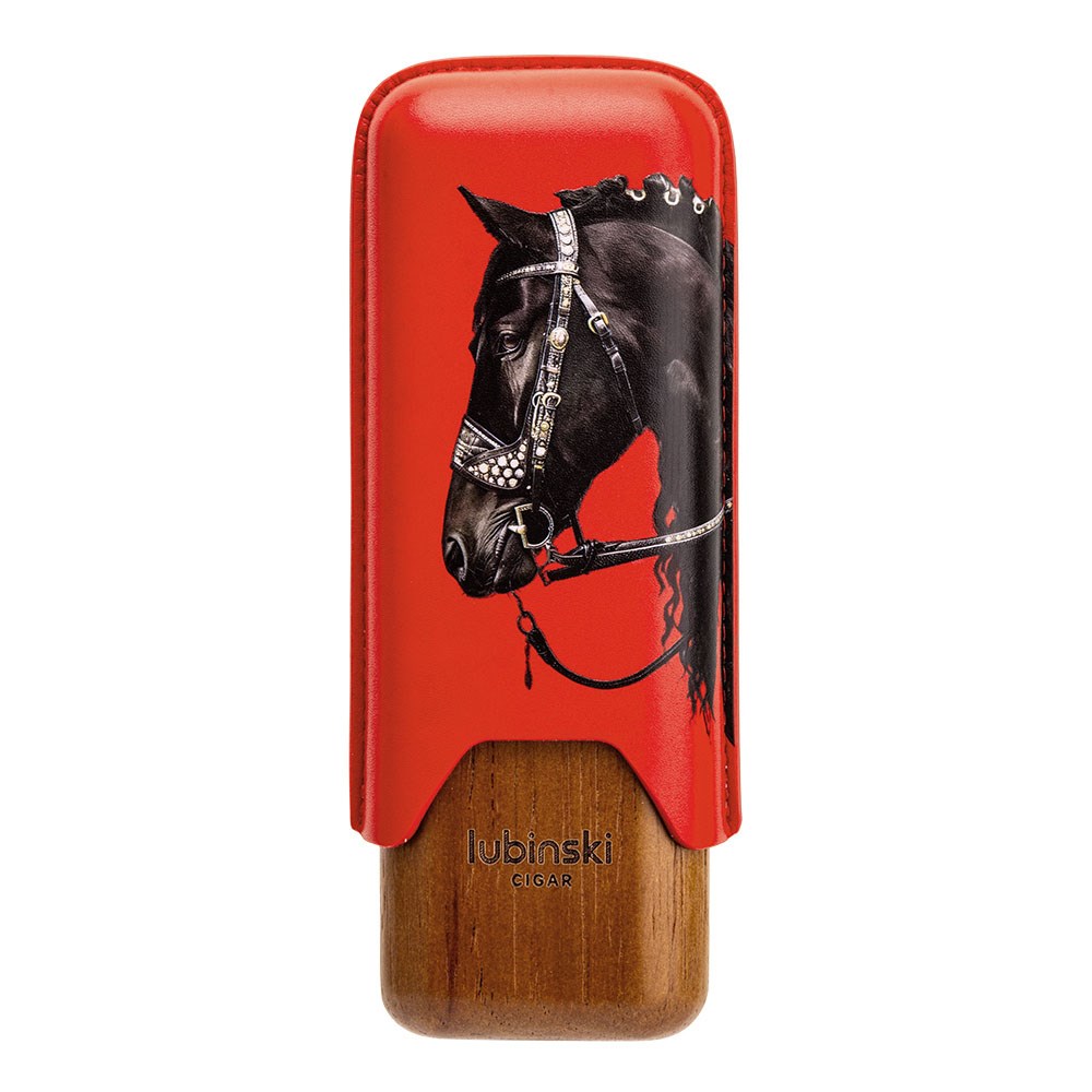 Lubinski Year Of Horse Deri İkili Sedirli Puro Kılıfı - Kırmızı(62 Ring)