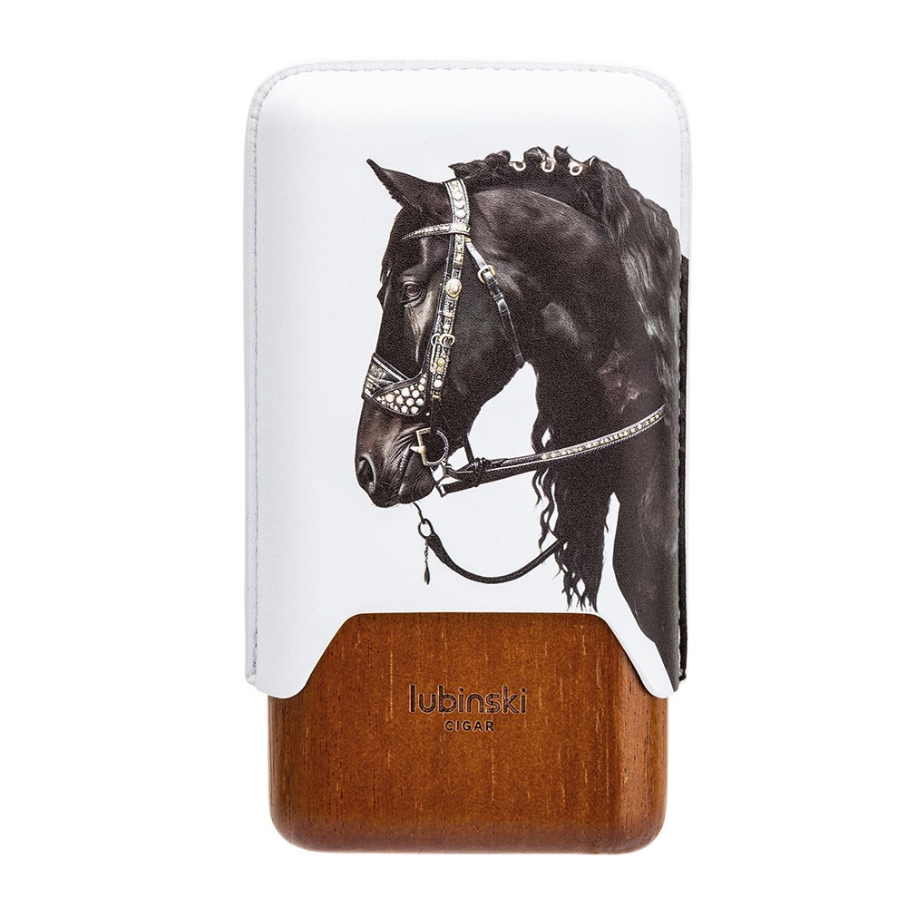 Lubinski Year Of Horse Deri Üçlü Sedirli Puro Kılıfı - Beyaz(62 Ring)