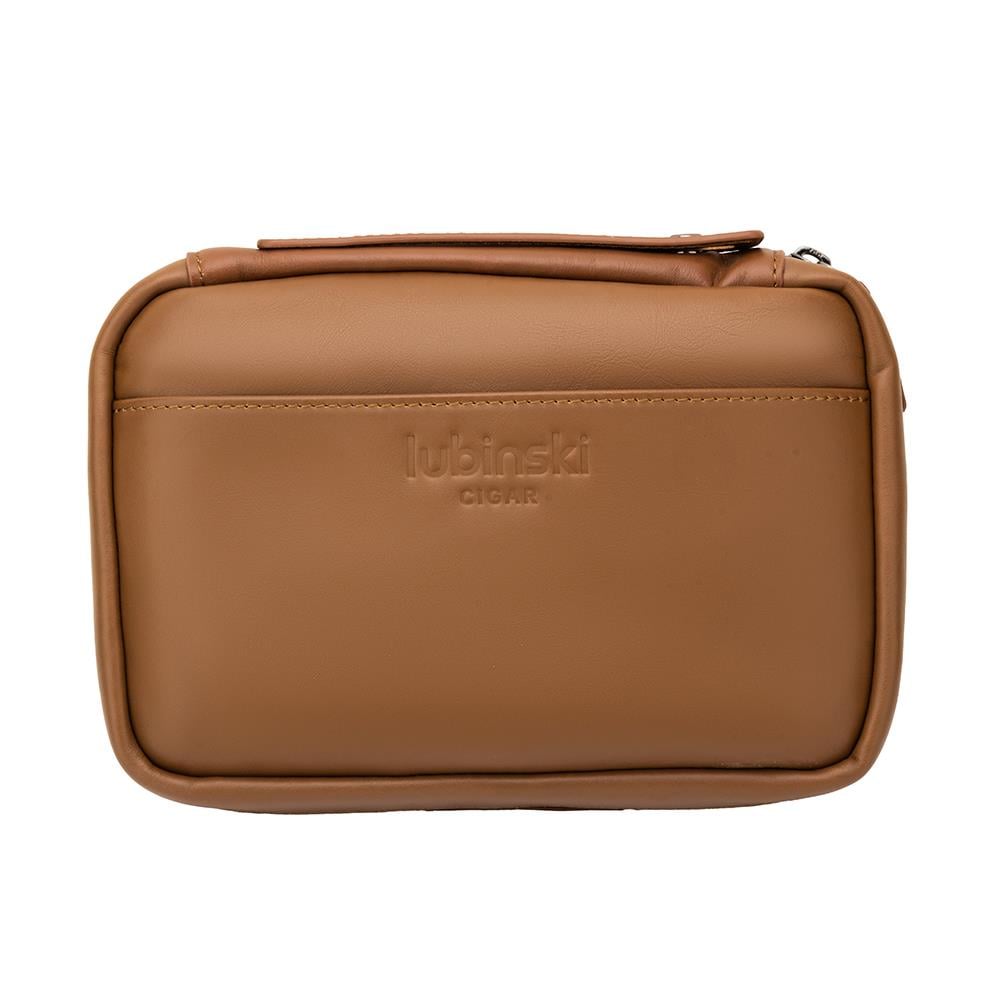 Lubinski Yeni Seri Deri Puro Taşıma Çantası Kahve Çakmak+Kesici Set