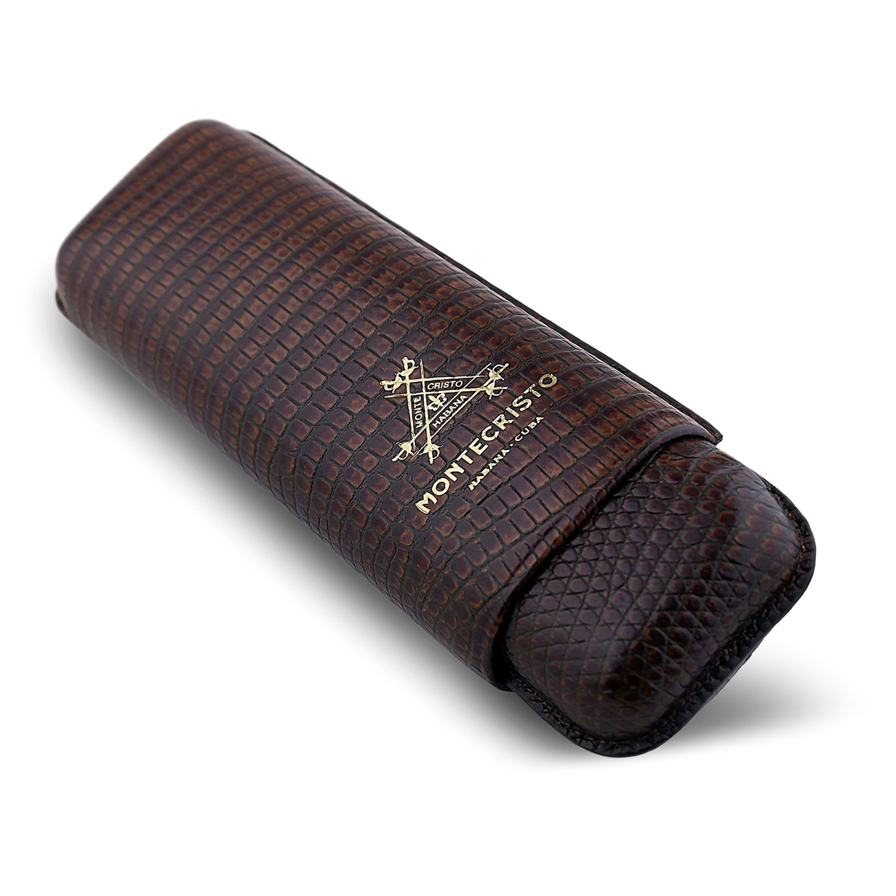 Montecristo Gerçek Deri Puro Kılıfı İkili 64 Ring - Koyu Kahve