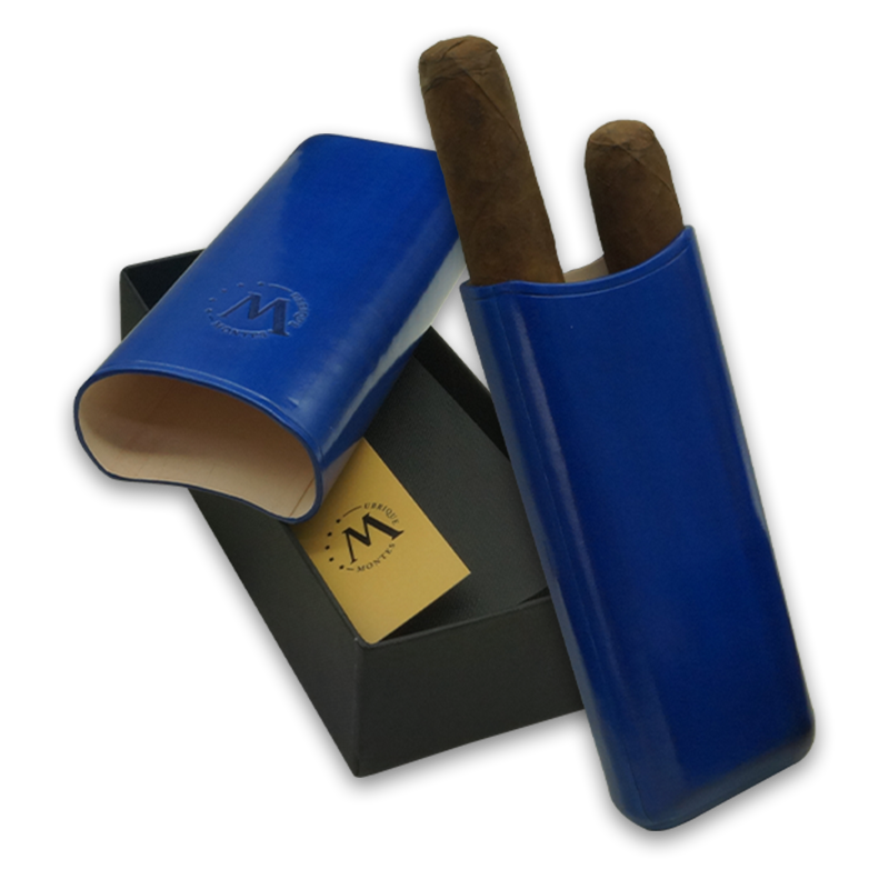 Montes Gerçek Deri El Yapımı Puro Kılıfı İkili (65 Ring) Monaco 