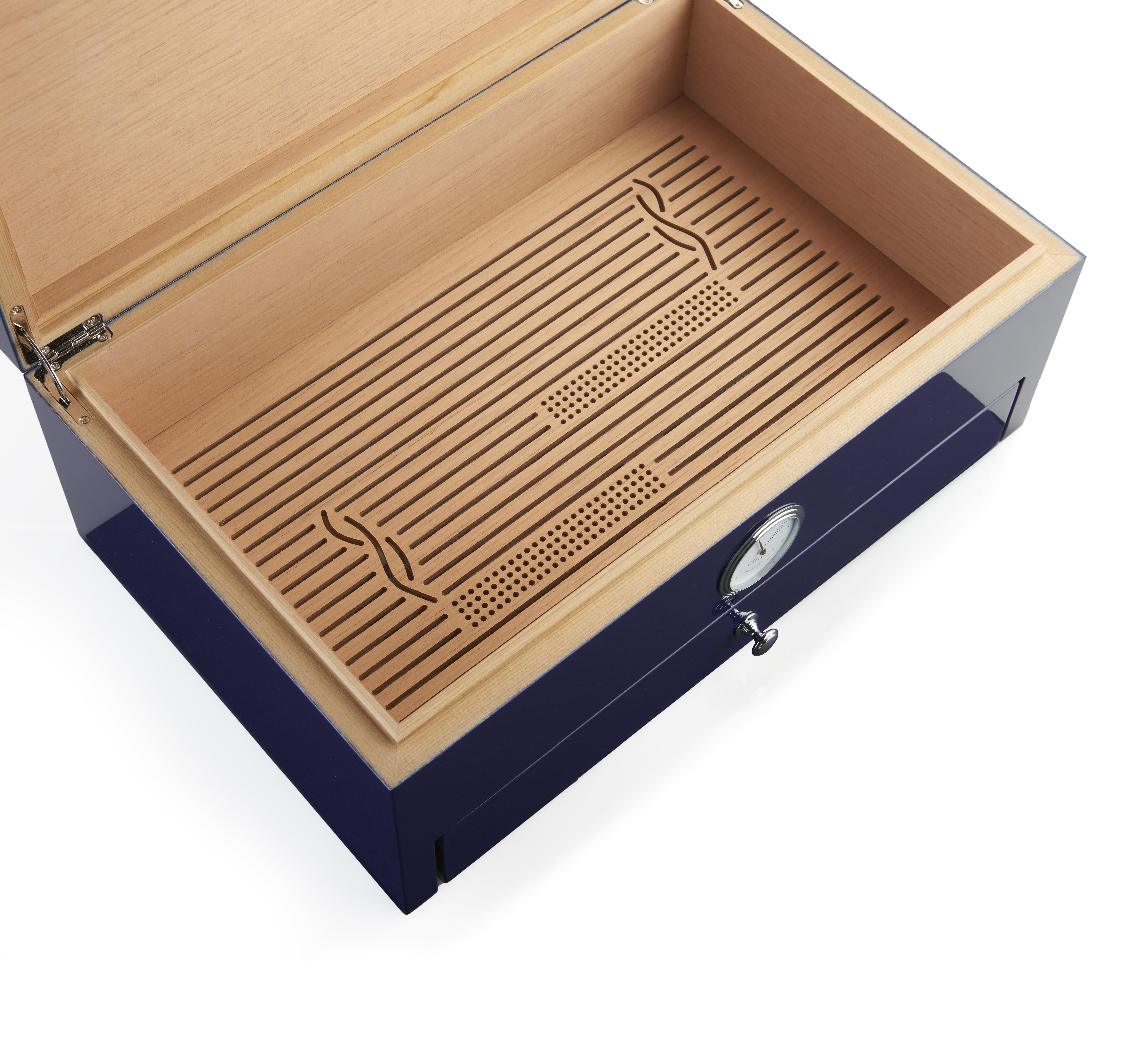 Morici Collection Italy Handmade Humidor Puro Kutusu - Roma Collection- Special Club Edition- Blue - 100s