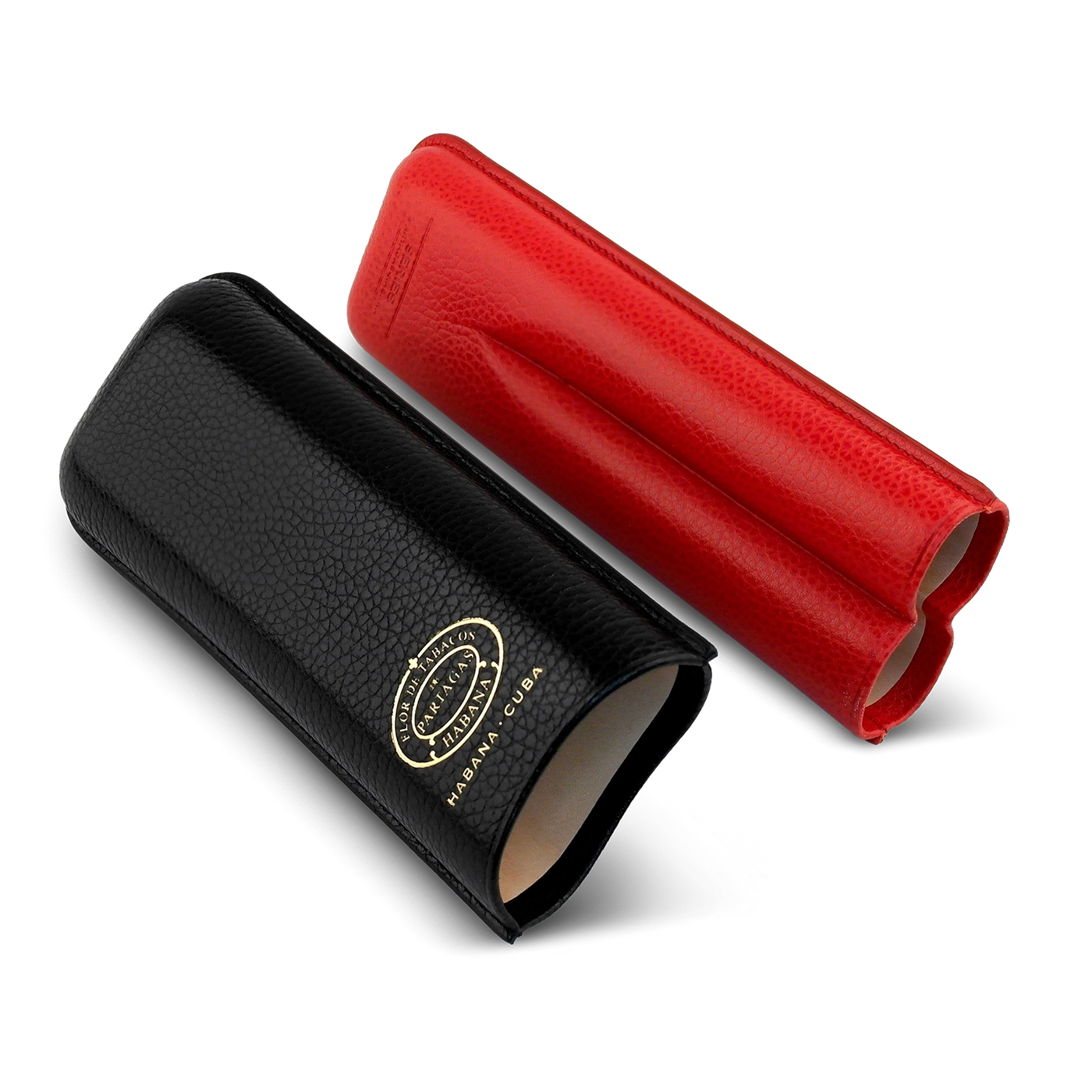 Partagas Series Gerçek Deri Puro Kılıfı İkili 64 Ring - Siyah Kırmızı