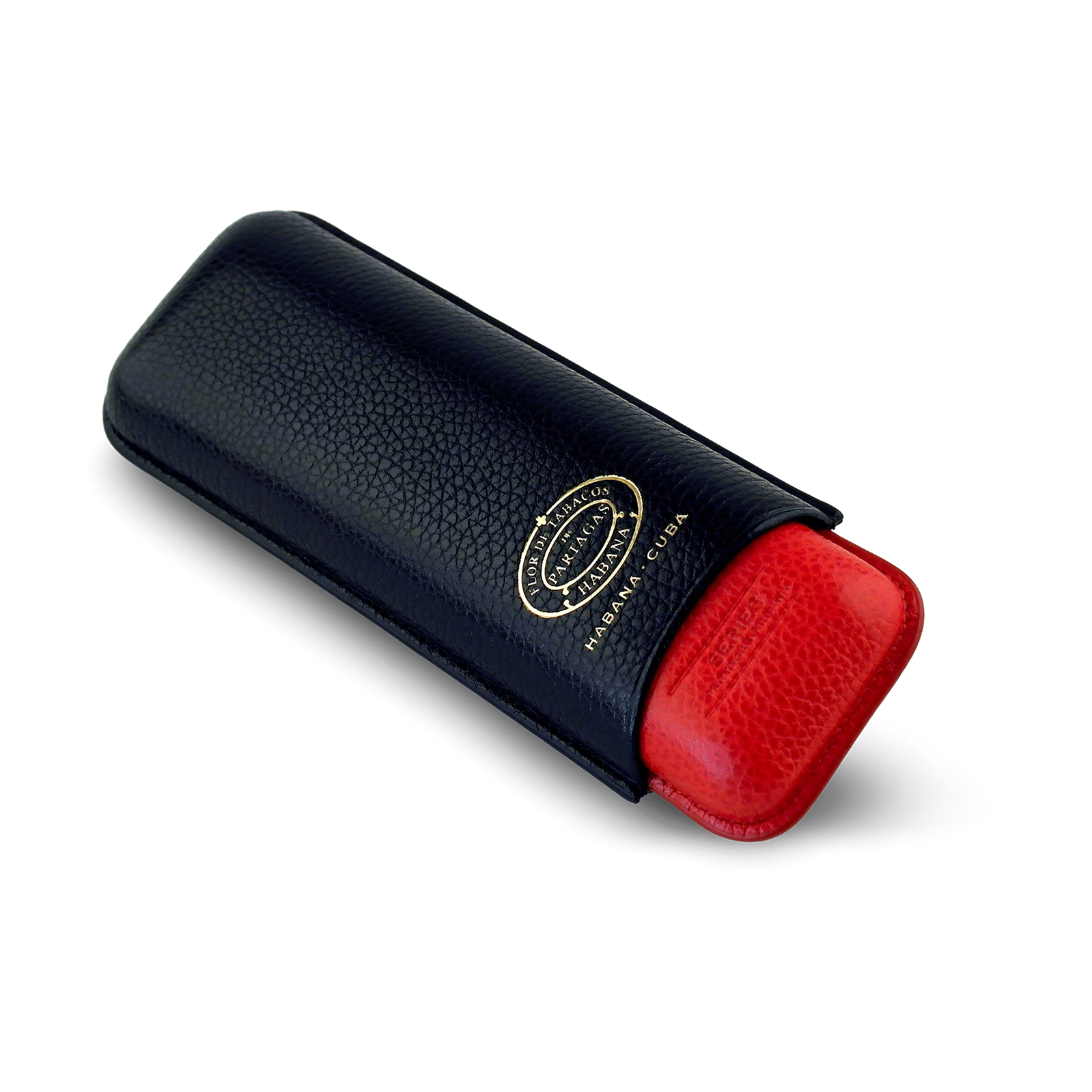 Partagas Series Gerçek Deri Puro Kılıfı İkili 64 Ring - Siyah Kırmızı