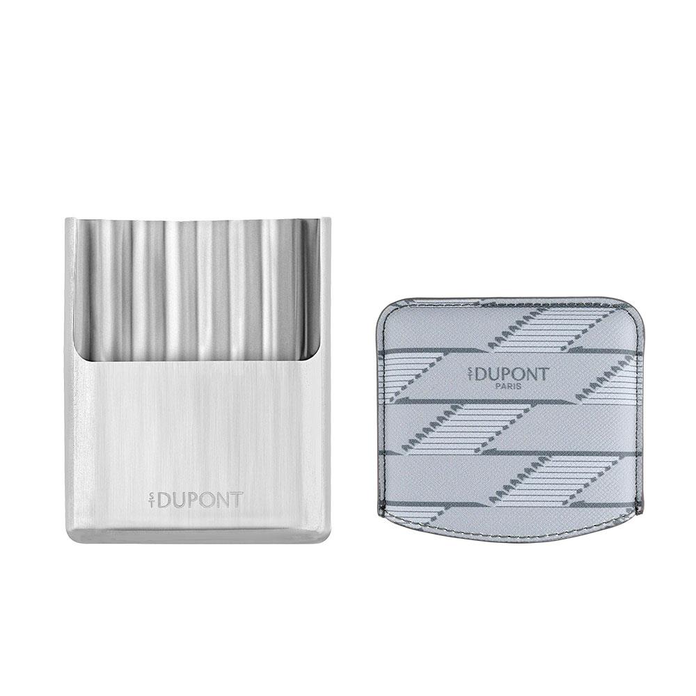 S.T. Dupont Coated Canvas Monogram Parlak Gri Deri Cigarillo Kılıfı 183180