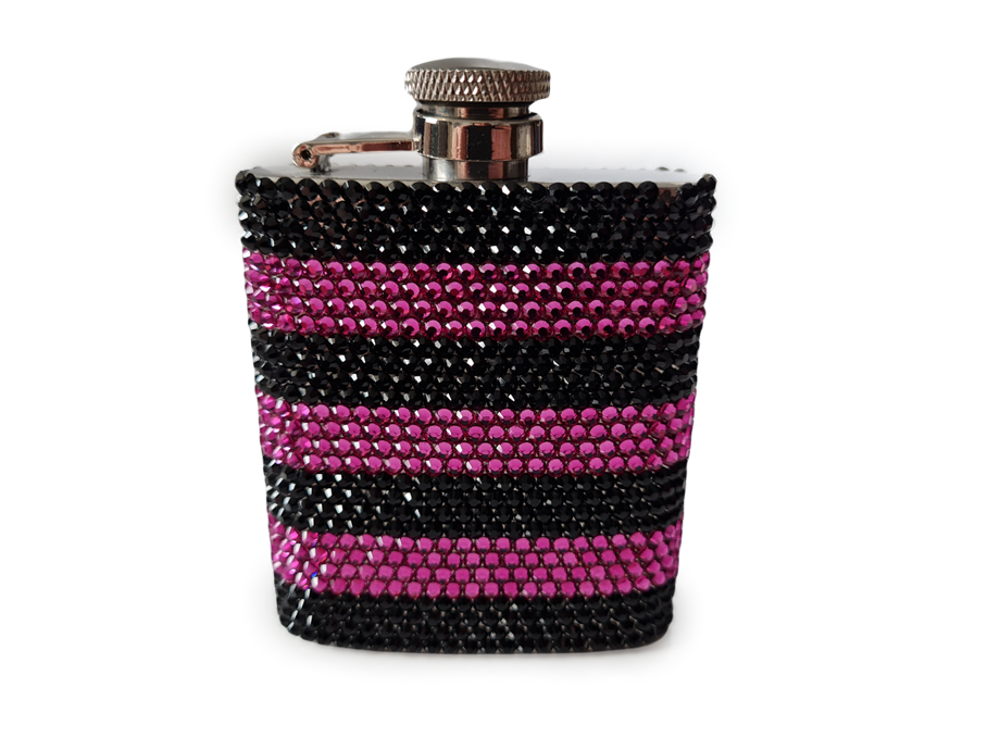 Swarovski Taşlı Kaplı Matara Siyah/Pembe(Outlet)